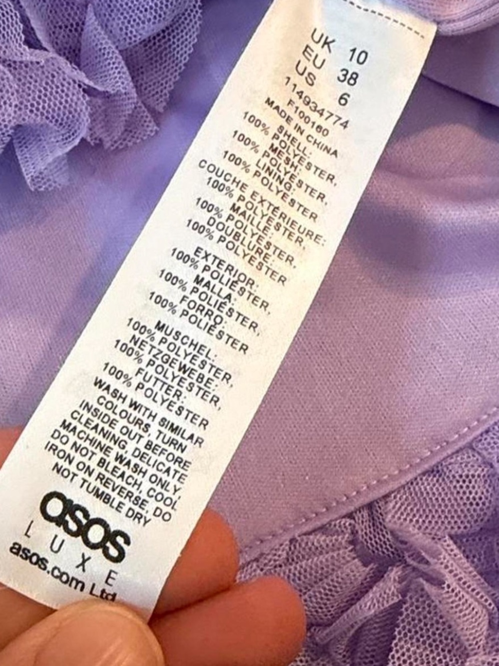 ASOS Lilac Ruffle Mini Dress - Picture 3 of 7